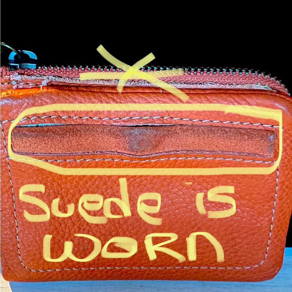 Fossil Wallet Orange With Key Charm. Well Used, S… - image 5